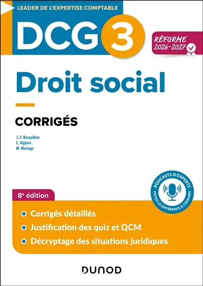 DCG 3, droit social : corrigés : réforme 2026