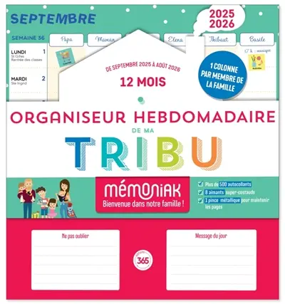 Organiseur hebdomadaire de ma tribu Mémoniak 2026 : 16 mois, de septembre 2025 à décembre 2026