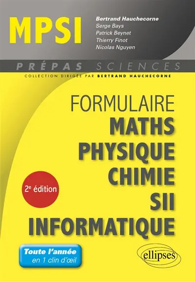 Formulaire MPSI : maths, physique, chimie, SII, informatique