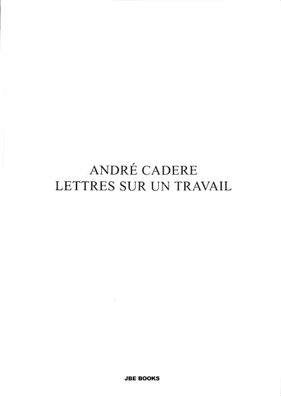 Lettres sur un travail