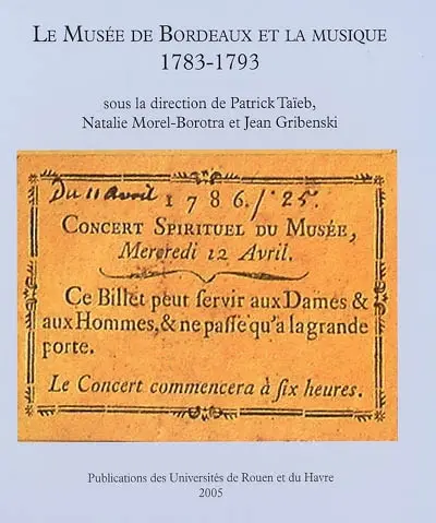 Le Musée de Bordeaux et la musique, 1783-1793