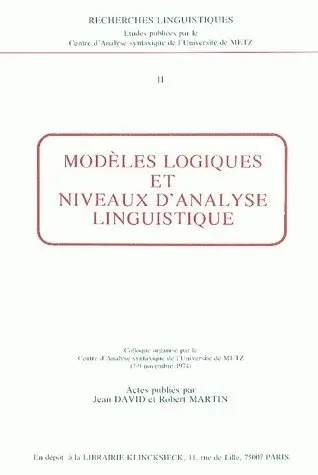 Modèles logiques et niveaux d'analyse linguistique