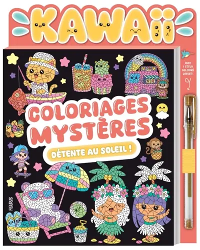Coloriages mystères kawaii détente au soleil