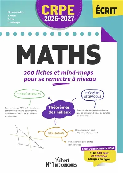 Maths : 200 fiches et mind-maps pour se remettre à niveau : CRPE 2026-2027 écrit