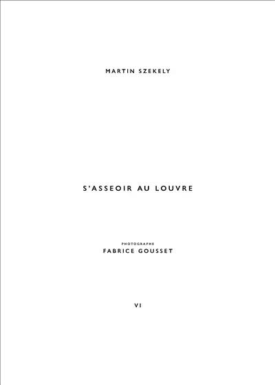 Martin Szekely. Vol. 6. S'asseoir au Louvre