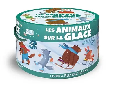 Les animaux sur la glace : livre + puzzle géant
