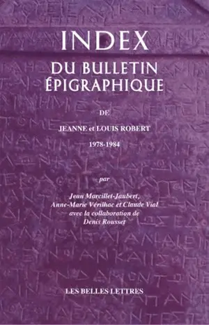Index du bulletin épigraphique de J. et L. Robert. 1978-1984