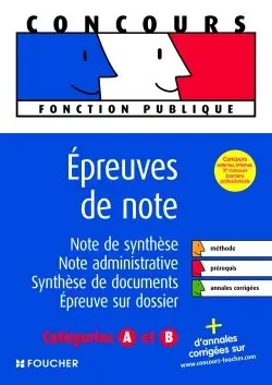 Epreuves de note : note de synthèse, note administrative, synthèse de documents, épreuve sur dosssier : catégories A et B