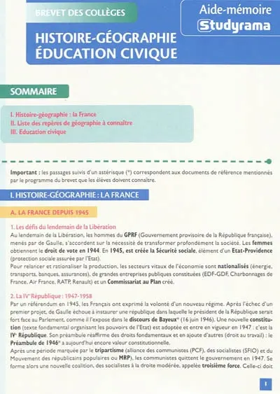 Histoire-géographie, éducation civique