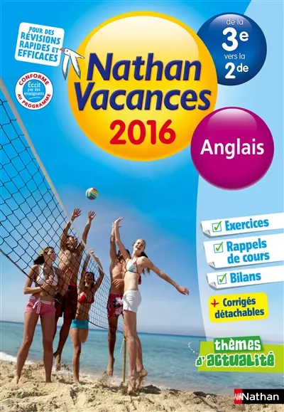 Nathan vacances 2016, de la 3e vers la 2de : anglais