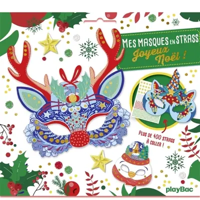 Mes masques en strass Joyeux Noël : Avec 400 strass dont 5 maxi !