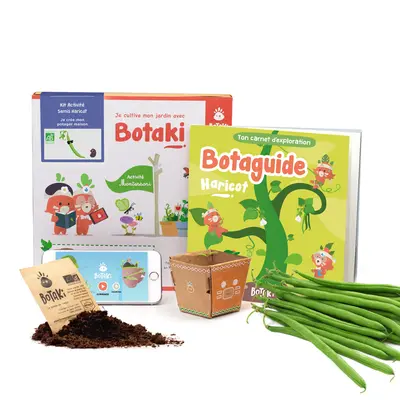 Kit activité semis haricot, je crée mon potager maison : explore, comprends, agis ! : activité Montessori