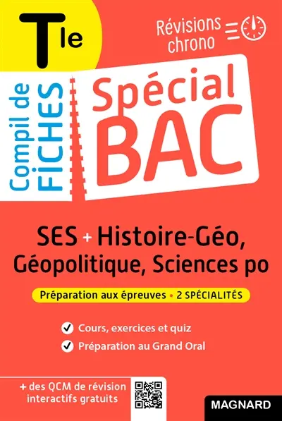 Compil de fiches SES + histoire géo, géopolitique, sciences po terminale : révisions chrono : préparation aux épreuves, 2 spécialités