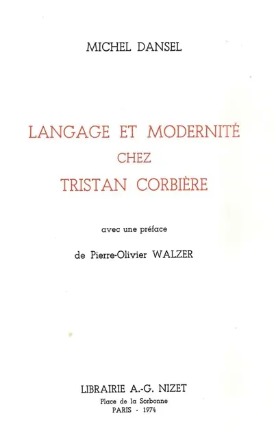 Langage et modernité chez Tristan Corbière