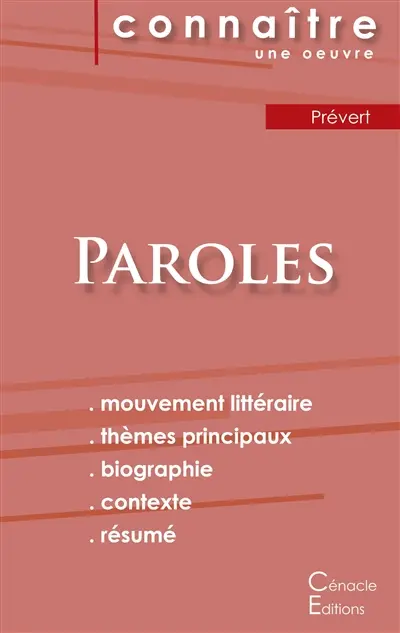 Fiche de lecture Paroles de Prévert (Analyse littéraire de référence et résumé complet)