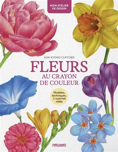 Fleurs au crayon de couleur : modèles, techniques, & tutoriels vidéo