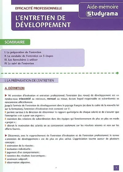 L'entretien de développement