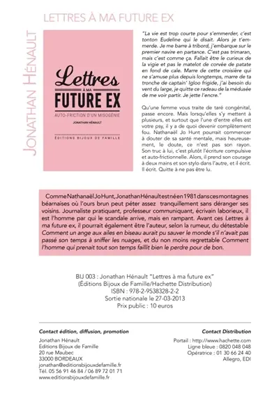 Lettres à ma future ex : auto-friction d'un misogénie