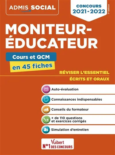 Moniteur-éducateur : cours et QCM en 45 fiches : concours 2021-2022
