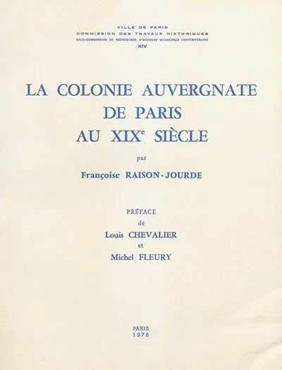 La colonie auvergnate de Paris au XIXe siècle