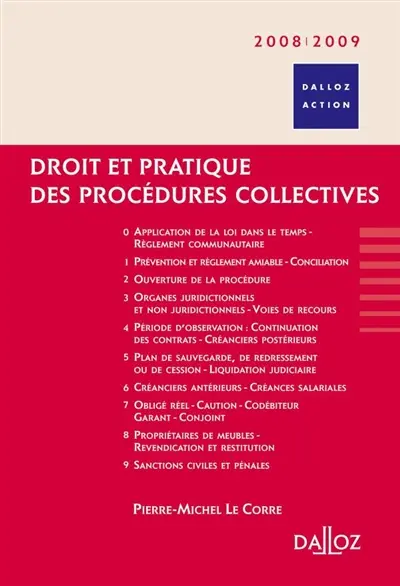 Droit et pratique des procédures collectives 2008-2009