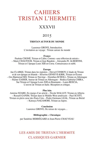 Cahiers Tristan L'Hermite, n° 37. Tristan autour du monde