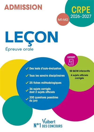 Leçon, épreuve orale : admission M1, M2 : CRPE 2026-2027