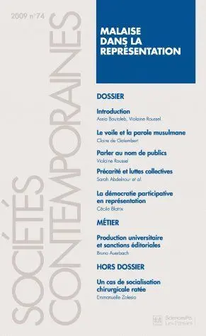 Sociétés contemporaines, n° 74. Malaise dans la représentation