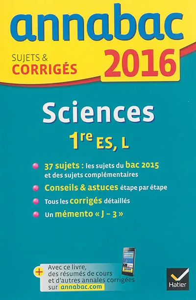 Sciences 1re ES, L : 2016