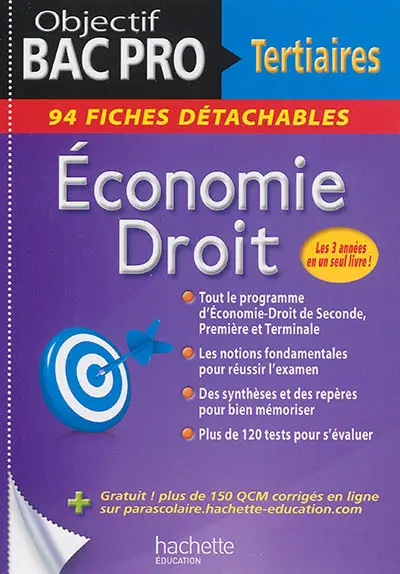 Economie, droit, bac pro tertiaires : 94 fiches détachables