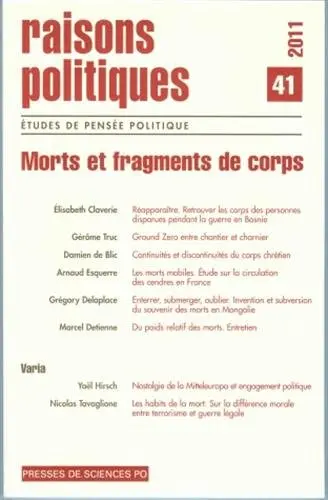Raisons politiques, n° 41. Morts et restes humains, leurs lieux et leurs liens