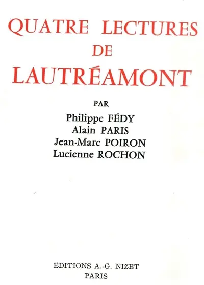 Quatre lectures de Lautréamont