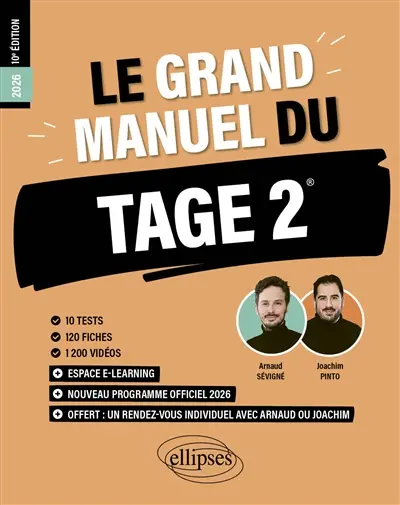Le grand manuel du Tage 2 : nouveau programme officiel 2026 : 10 tests, 120 fiches, 1.200 vidéos