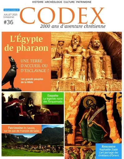 Codex : 2.000 ans d'aventure chrétienne, n° 36. L'Egypte de pharaon : une terre d'accueil ou d'esclavage ? : les grand peuples de la Bible