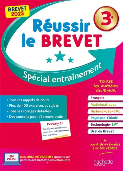 Réussir le brevet 3e : spécial entraînement : brevet 2023