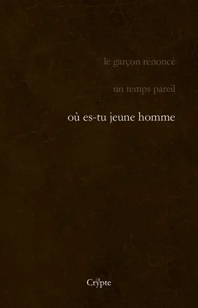 Où es-tu jeune homme