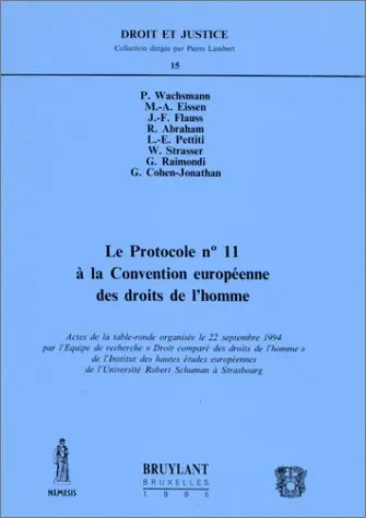 Le protocole numéro 11 à la Convention européenne des droits de l'homme : actes de la table-ronde oganisée le 22 septembre 1994