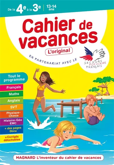 Cahier de vacances de la 4e à la 3e, 13-14 ans : tout le programme