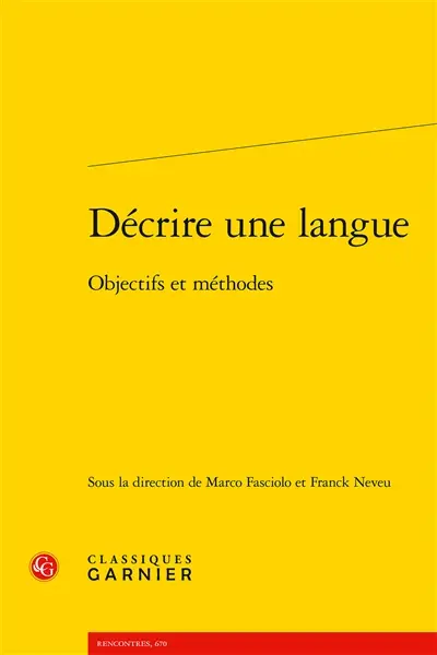 Décrire une langue : objectifs et méthodes