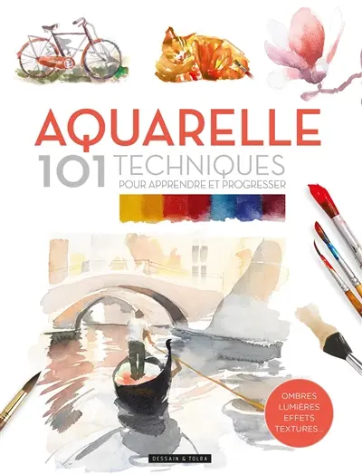 Aquarelle : 101 techniques pour apprendre et progresser : lavis, ombre, lumière, effets, textures