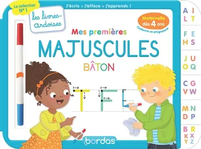 Mes premières majuscules bâton : j'écris, j'efface, j'apprends ! : dès 4 ans