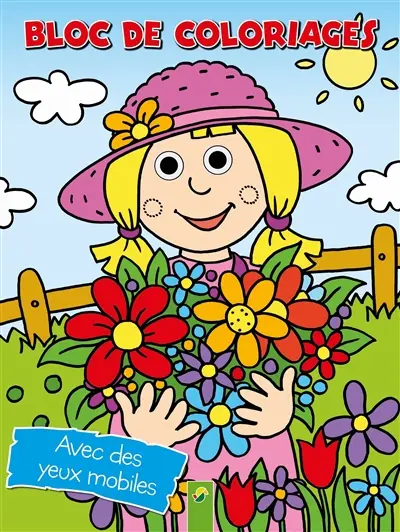 Jardinière : bloc de coloriages avec des yeux mobiles