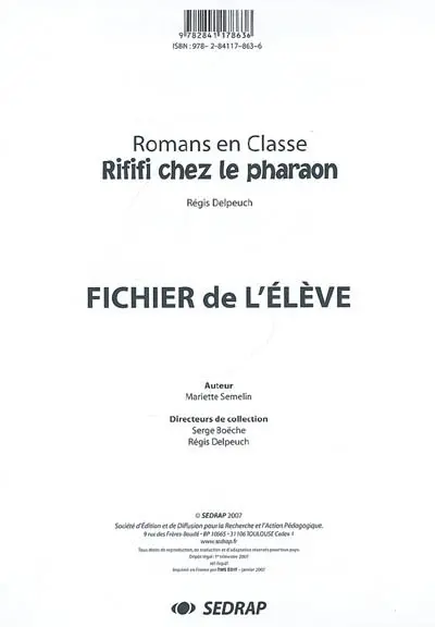 Rififi chez le pharaon : fichier de l'élève