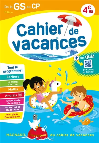 Cahier de vacances de la GS au CP, 5-6 ans : tout le programme !