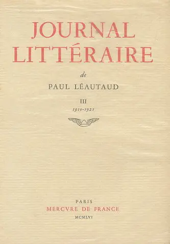 Journal littéraire. Vol. 3. 1910-1921