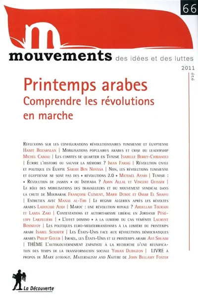 Mouvements, n° 66. Printemps arabes : comprendre les révolutions en marche
