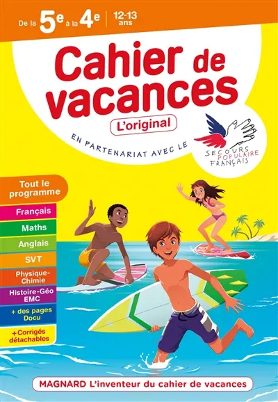 Cahier de vacances de la 5e à la 4e, 12-13 ans : tout le programme