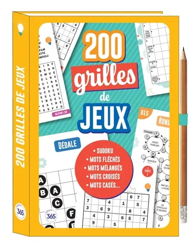 200 grilles de jeux : sudokus, mots fléchés, mots mélangés, mots croisés, mots casés...