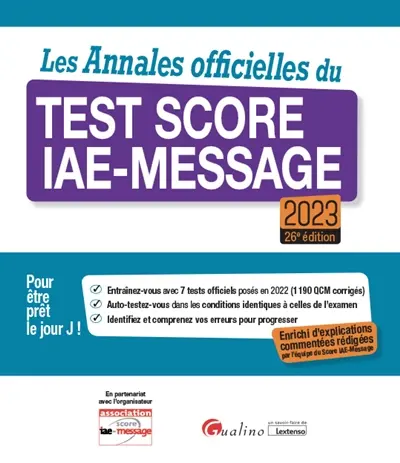 Les annales officielles du test Score IAE-Message 2023