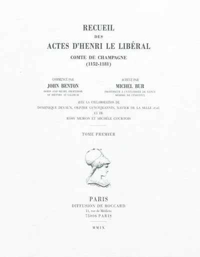 Recueil des actes d'Henri le Libéral : comte de Champagne (1152-1181). Vol. 1
